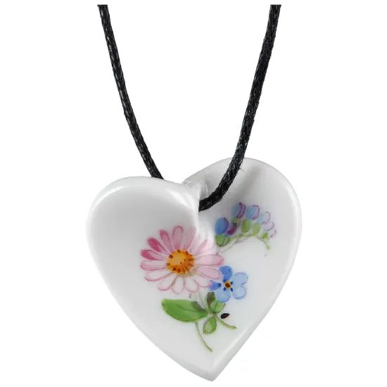 Přívěšek srdíčko 2,5 x 2,5 cm, sedmikráska, Míšeňský porcelán