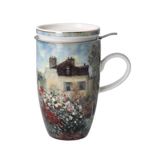 Tea Cup 0,4 l with Lid and Strainer Claude Monet - The Artists House, 11,5 / 8 / 14 cm, Fine Bone China, Goebel