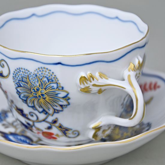 Šálek a podšálek B + B, 210 ml / 14 cm na kávu, rubínová červeň + zlato, Český porcelán a.s.