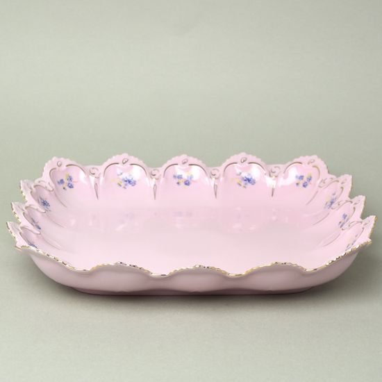 Mísa čtyřhranná 32 cm, Lenka 247p, Růžový porcelán z Chodova