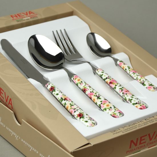 24 pcs. cutlery set, BISTROT Roses collection, decor 14014, NEVA