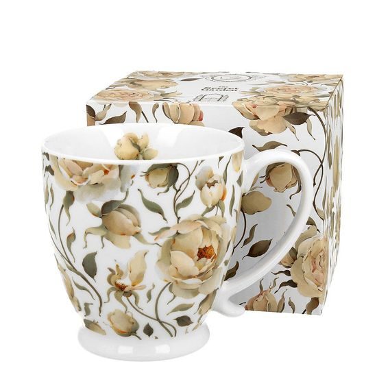 Hrnek Jumbo 470 ml, bílá anglická růže, porcelán Duo Gifts
