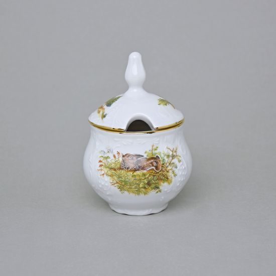 Mustard/Sugar bowl 150 ml, Thun 1794 Carlsbad porcelain, BERNADOTTE hunting