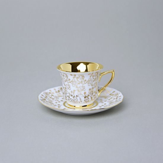 Cup 80 ml and saucer Windsor mocca, White, Leander 1907
