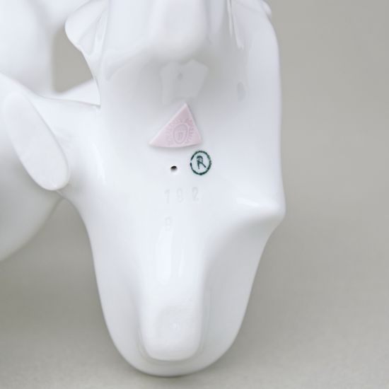 Milenci na skútru 14,5 x 12,5 x 16,5 cm, Bílá + barevné puntíky, Porcelánové figurky Duchcov