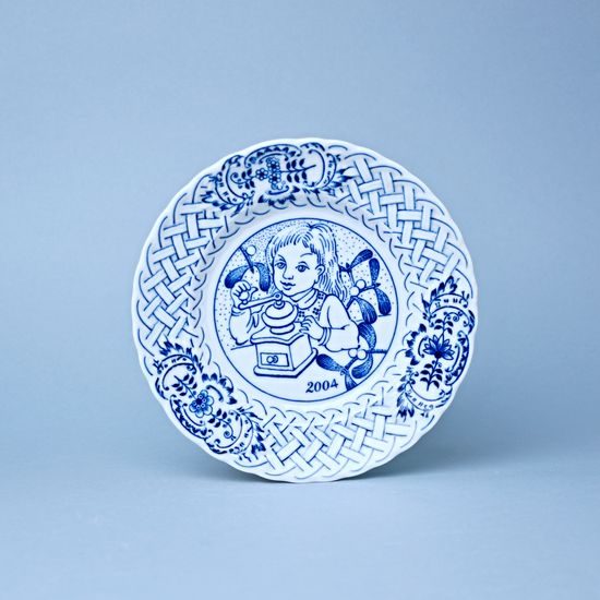 Vánoční / výroční talíř 2004 závěsný reliéfní 18 cm, reliéfní, Cibulák, originální z Dubí