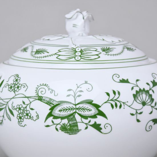 Cukřenka s oušky s víčkem bez výřezu 300 ml, zelený cibulák, Český porcelán a.s.