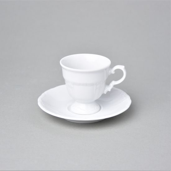 Šálek 70 ml espresso a podšálek 120 mm, Marie Louise bílá, Thun 1794, karlovarský porcelán