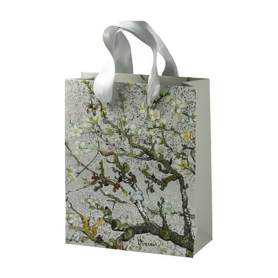 Paper gift bag, Almond tree, silver, 21 / 15 / 27 cm, V. van Gogh, Goebel