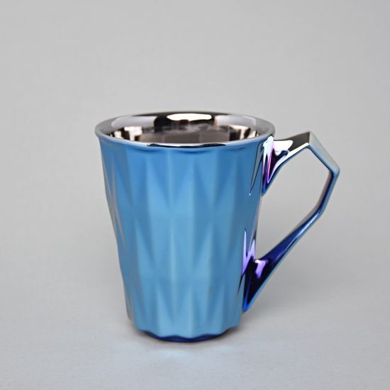 Mug Diamond Blue Titan, Blue And Platinum, 250 ml, Goldfinger porcelain