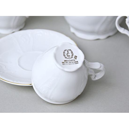 Kávová souprava pro 6 osob, Thun 1794, karlovarský porcelán, BERNADOTTE zlatá linka