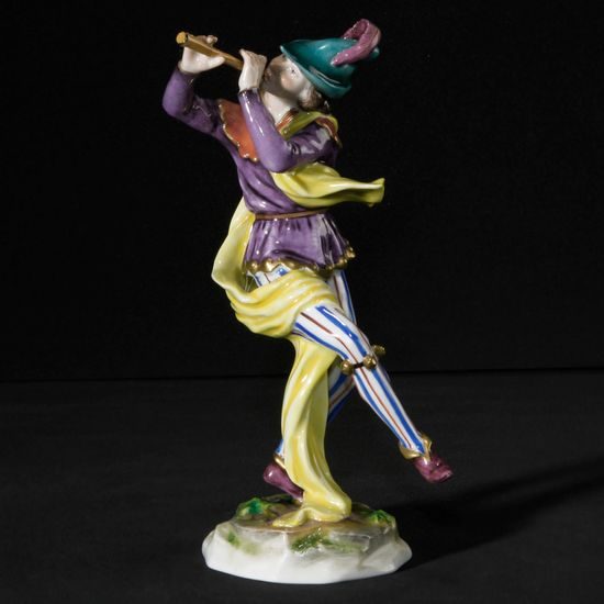 Fool with flute 11,0 x 8,5 x 19,0 cm, Oppel Gustav, porcelain figures Unterweissbacher