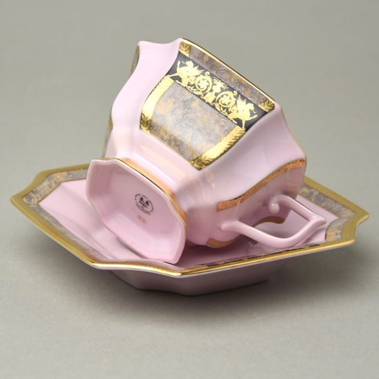 Cup tea 120 ml + saucer 14 cm, Empir decor 568, Rose China Chodov