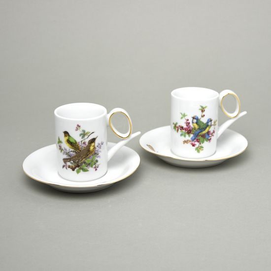 Cup 120 ml + saucer Yoko 135 mm - Birds - 2 pcs. set, Atelier Lesov Thun