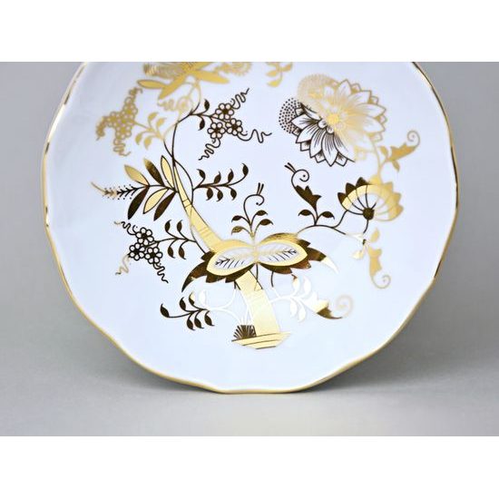 Podšálek B 14 cm, zlatý Cibulák, Český porcelán z Dubí