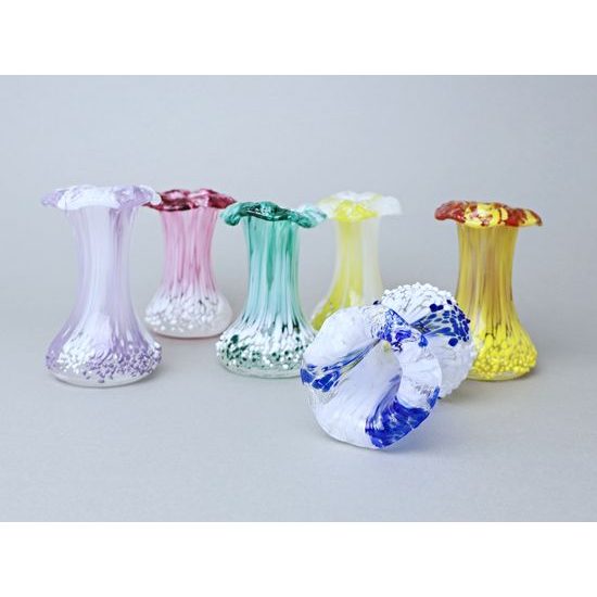Mini Pulled Vase – solid glass, 9 cm (random decor selection), GlasStar Bohemia Glass