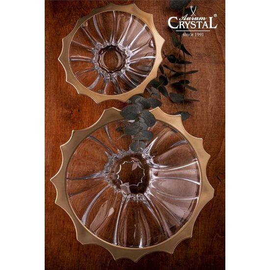 Crystal Bowl Plantica, Golden Rim, 33 cm, Aurum Crystal