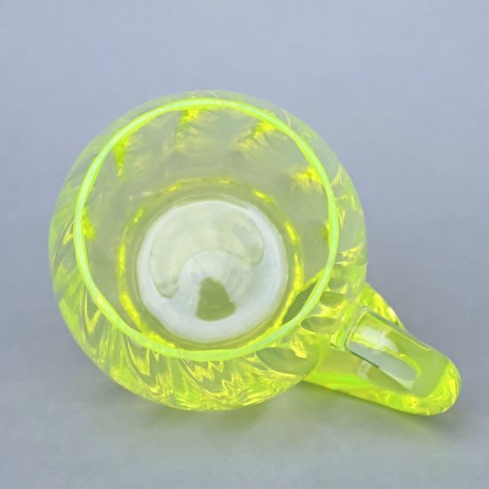 Glass OPTICA with handle (uranium glass), 500 ml, Glassworks Janov