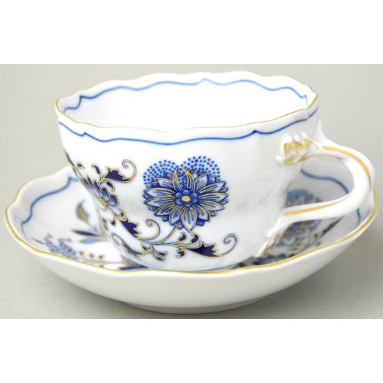 Cup + saucer D 0,40 l / 18,2 cm, Original blue Onion pattern + gold