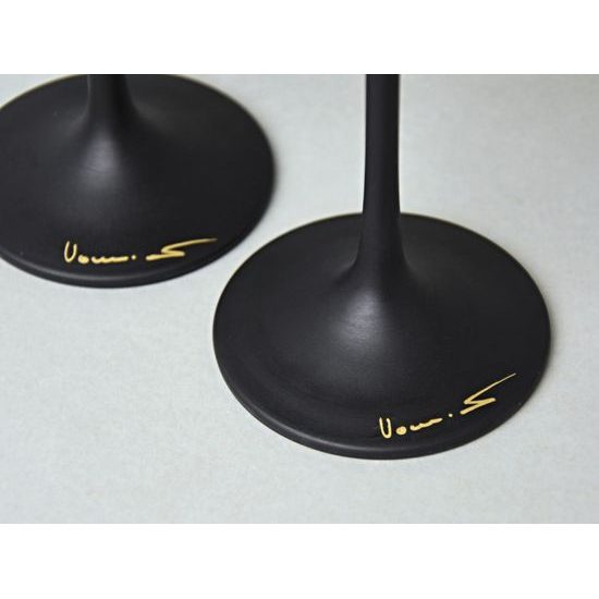 Studio Miracle: Sklenice na víno zeleno-hnědé 2ks, 250 ml, ruční dekorace Vlasta Voborníková