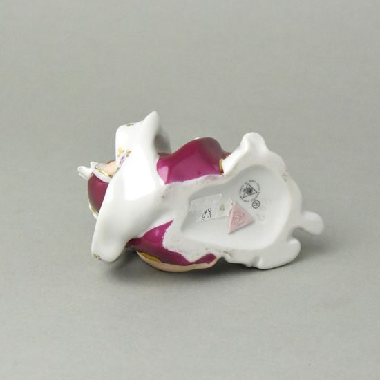 Dívka s holubičkou 8 x 11,5 x 10,5 cm, Purpur, Porcelánové figurky Duchcov