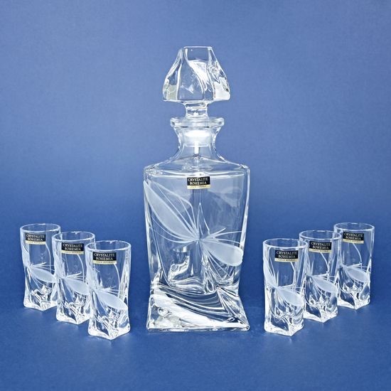 Liqueur set 7 pcs., Quadro - Butterfly, Crystalite Bohemia