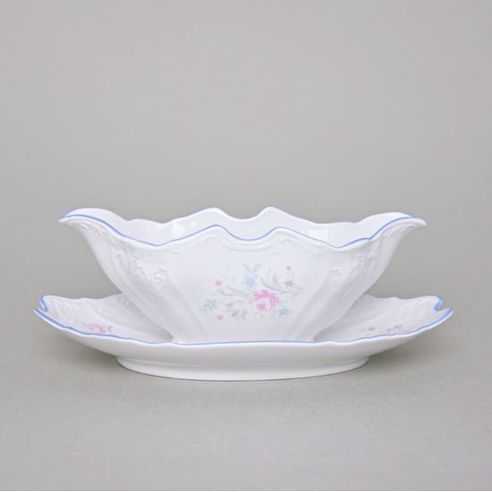 Sauce boat 500 ml, Thun 1794 Carlsbad porcelain, BERNADOTTE blue-pink flowers