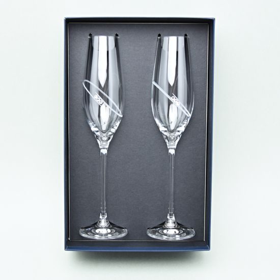 Diamond Ring - Set dvou sklenic na šapmpaňské 210 ml, Swarovski Crystal, DIAMANTE
