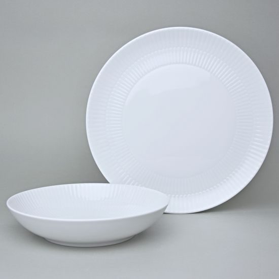Talířová souprava 12 ks, mělké 27,5 cm + hluboké 21 cm, Amina bílá, porcelán Seltmann