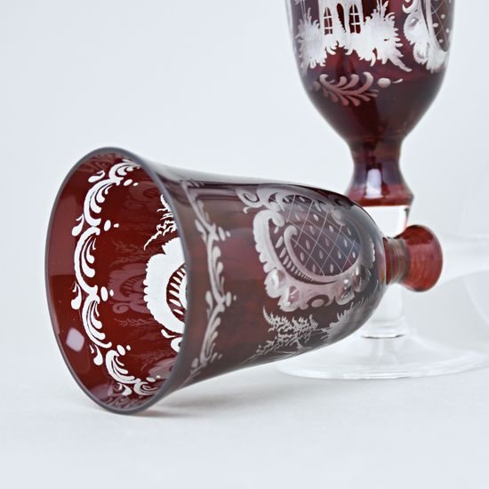 Egermann: Set of 2 Wine Glasses 180 ml, Red Stain, Crystal Glasses Egermann