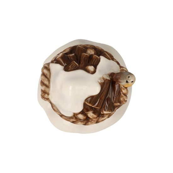 Figurka Košík s dřívím 5 / 5 / 4,5 cm, kamenina, Goebel