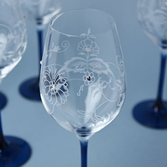 Celebration - Set of 6 Cut Wine Glasses 360 ml, Onion Pattern + Swarovski Crystals