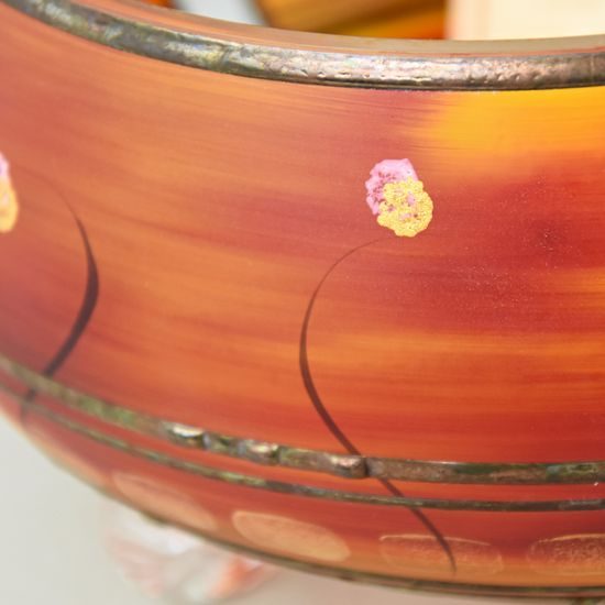 Studio Miracle: Bowl orange-red, 21 cm, Hand-decorated by Vlasta Voborníková