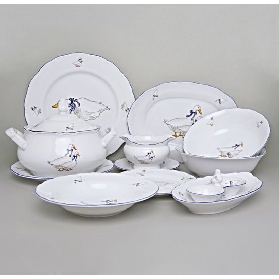 Jídelní sada pro 6 osob, Ophelia husy, český porcelán