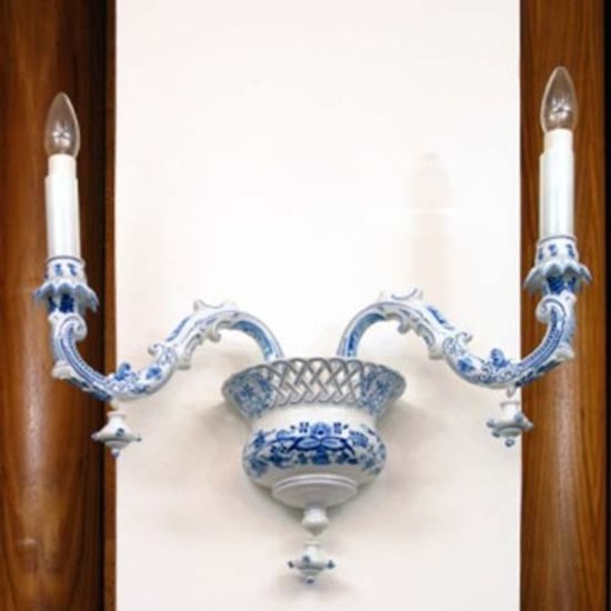 Lustr nástěnný ala petrolejka, porcelán, Lampy a lustry, cibulák originální z Dubí