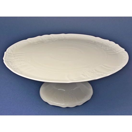 Cake plate on stand 32 cm, Thun 1794 Carlsbad porcelain, BERNADOTTE ivory