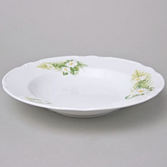 Talíř hluboký 23 cm, Thun 1794, karlovarský porcelán, CONSTANCE 80262 kopretiny