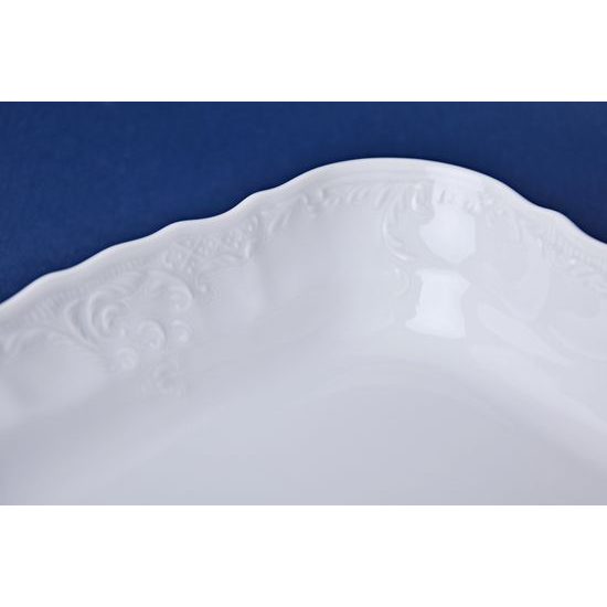 Bowl deep 25 cm J square, Thun 1794 Carlsbad porcelain, BERNADOTTE white