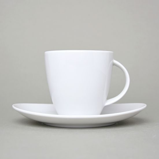 Cup 220 ml plus saucer 160 mm, Thun 1794 Carlsbad porcelain, Loos white