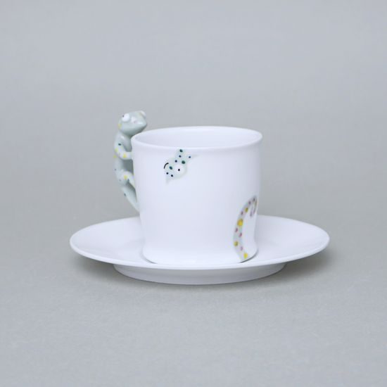 Espresso šálek a podšálek, ZOO chameleon, 80 ml, Limitovaná edice, porcelán Goldfinger