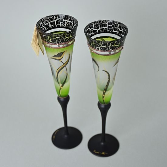 Studio Miracle: Champagne Glasses, 2 pcs. 180 ml, Hand-decorated by Vlasta Voborníková