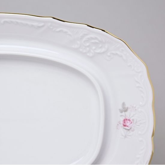 Gold line: Butter dish 250 g, Thun 1794 Carlsbad porcelain, BERNADOTTE roses