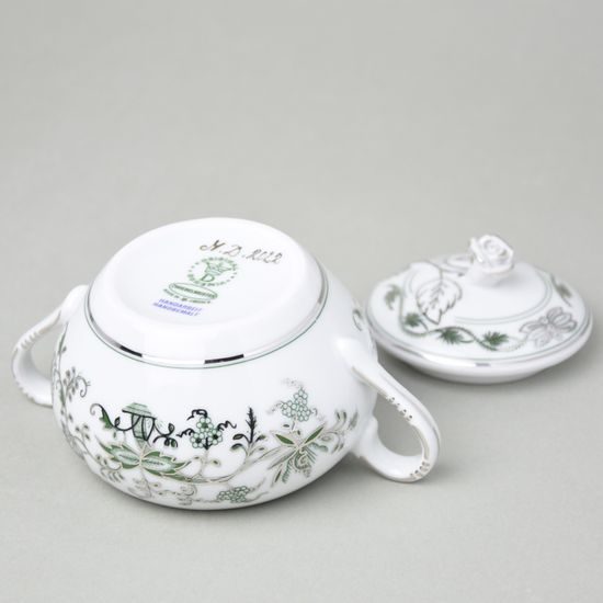 Sugar bowl with handles 0,30 l, Original Green Onion pattern + platinum