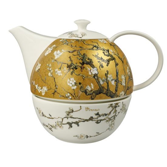 Teapot with warmer Van Gogh- Almond tree, 1,2 l, Fine Bone China, V. van Gogh, Goebel
