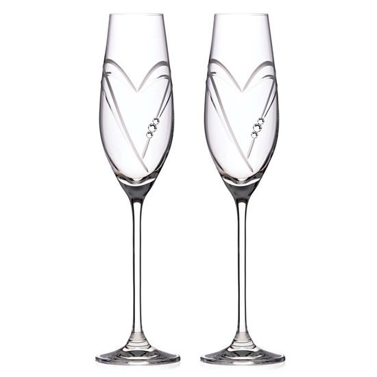 Srdce - set 2 sklenic na sekt 210 ml, Krystaly Swarovski, DIAMANTE