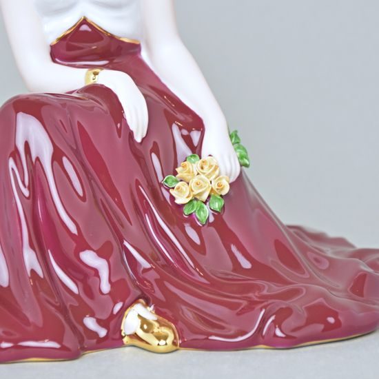 Lady sitting with roses 18 x 23 x 20 cm, Porcelain Figures Duchcov