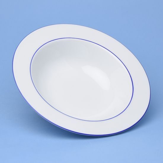 Plate deep 22 cm (450 ml), ELLA blue stripes, Thun 1794, karlovarský porcelán