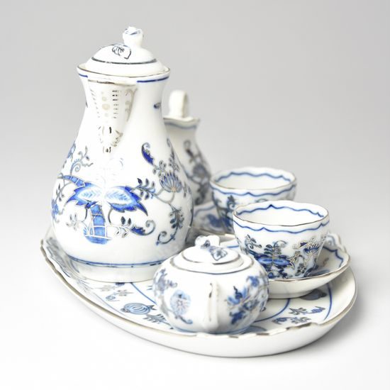 Kávová souprava mini, cibulák s platinou, Český porcelán a.s.