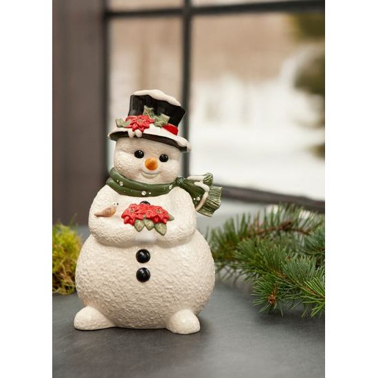 Snowman figurine In the Winter Garden 13.5 / 13.5 / 22cm, stoneware, Goebel