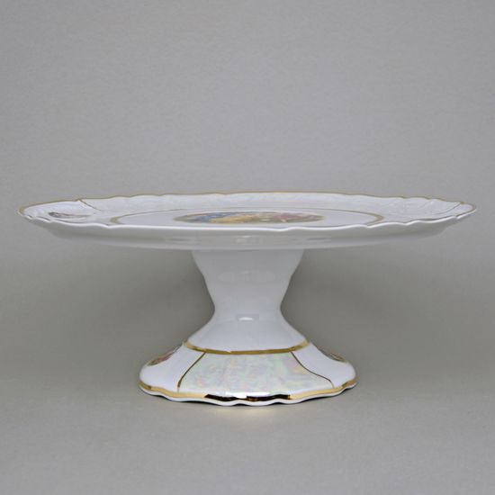 The Three Graces: Cake plate on stand 32 cm, Thun 1794 Carlsbad porcelain, BERNADOTTE